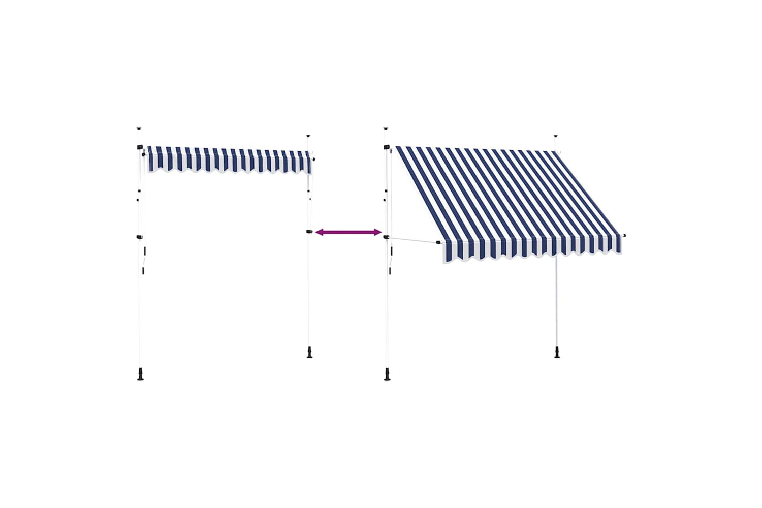 vidaXL 43221 Manual Retractable Awning 250cm Blue And White Stripes-5
