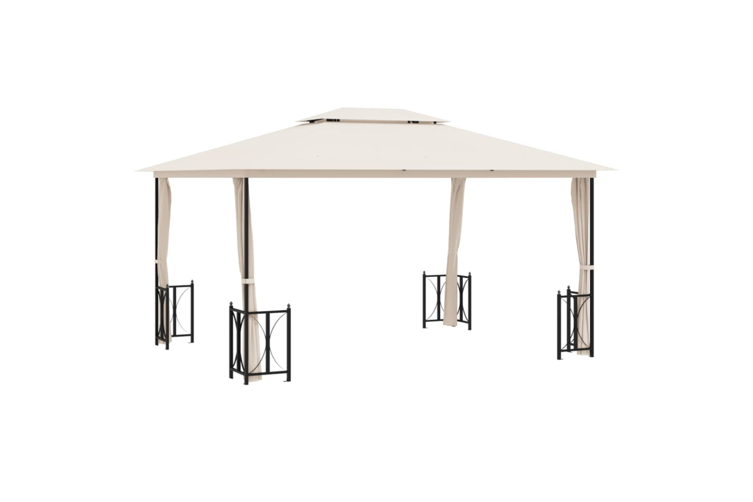 Vidaxl 318543 Gazebo With Sidewalls&double Roofs 3x4 M Cream