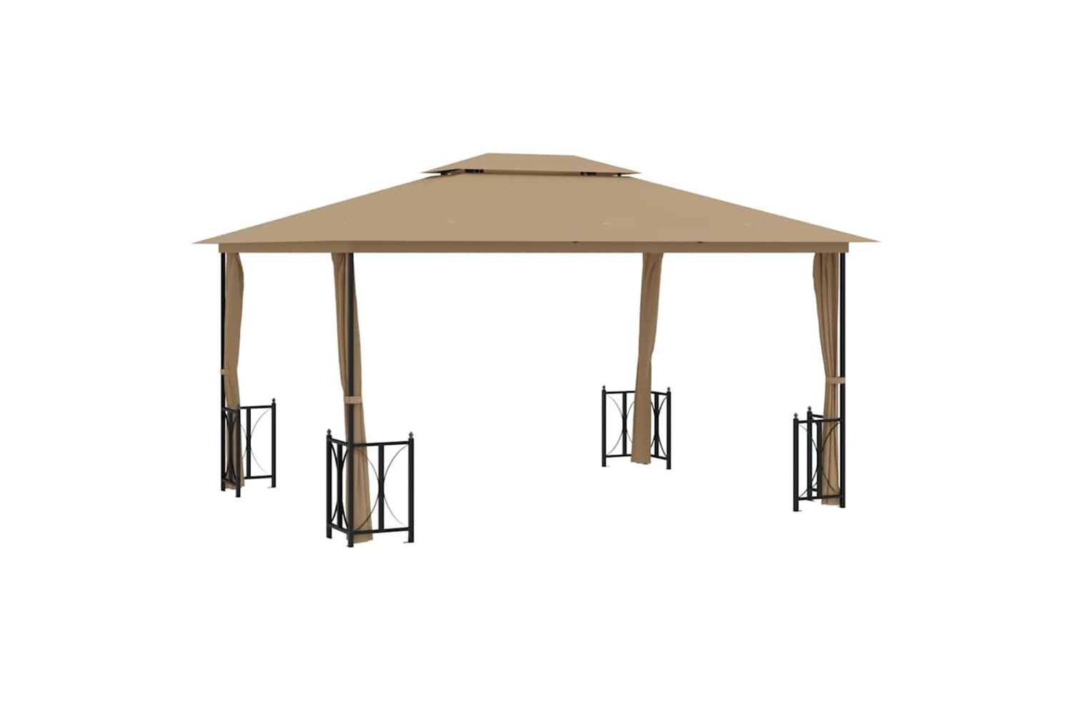 Vidaxl 318545 Gazebo With Sidewalls&double Roofs 3x4 M Taupe
