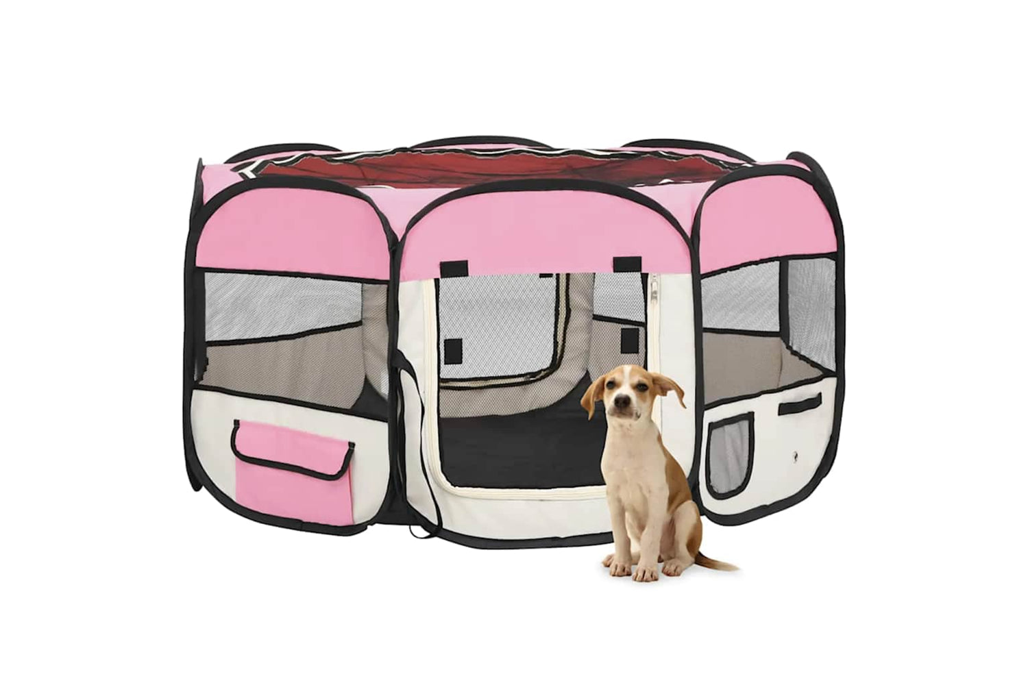 Vidaxl Foldable Dog Playpen With Carrying Bag Pink 125x125x61 Cm