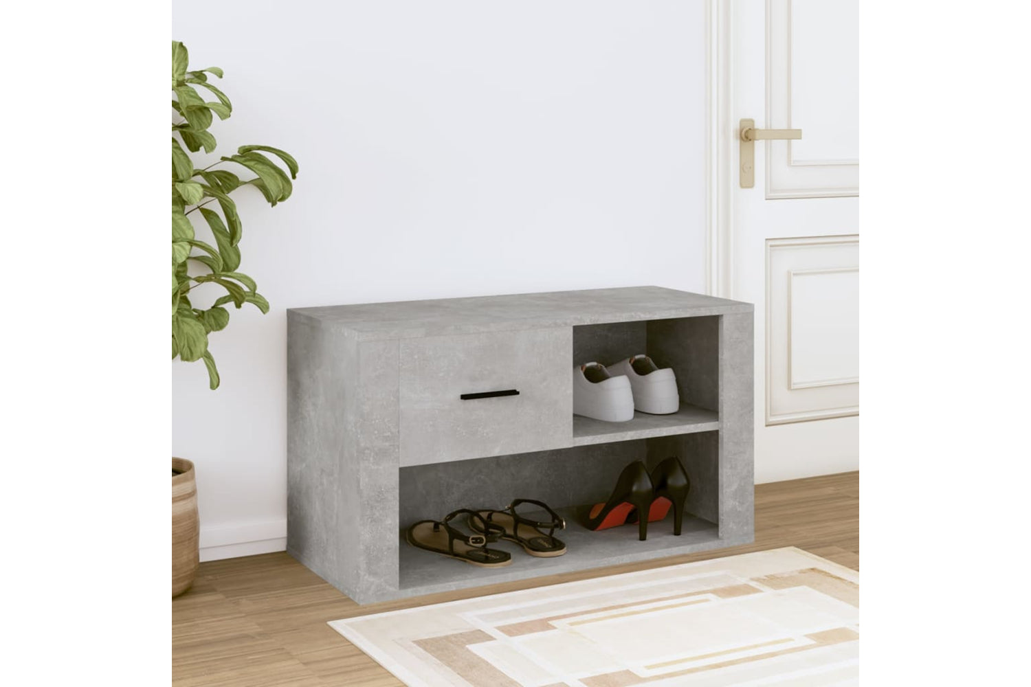 vidaXL 816756 Shoe Cabinet Concrete Grey 80x35x45cm Engineered Wood-2
