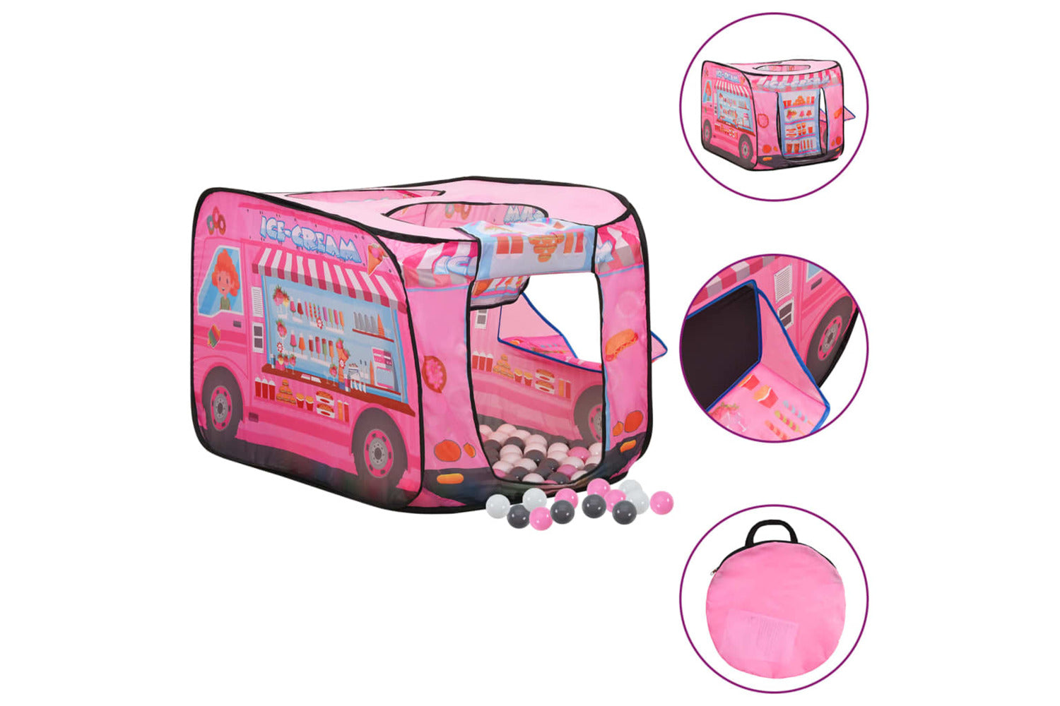 vidaXL 3107753 Children Play Tent With 250 Balls Pink 70x112x70cm-2