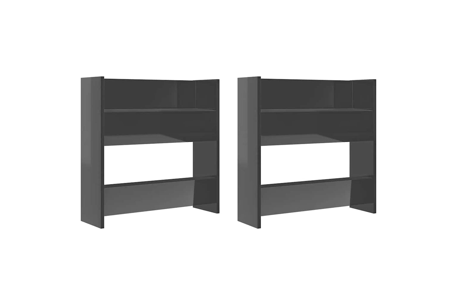 vidaXL 806739 Wall Shoe Cabinets 2 Pcs High Gloss Grey 60x18x60cm Engineered Wood