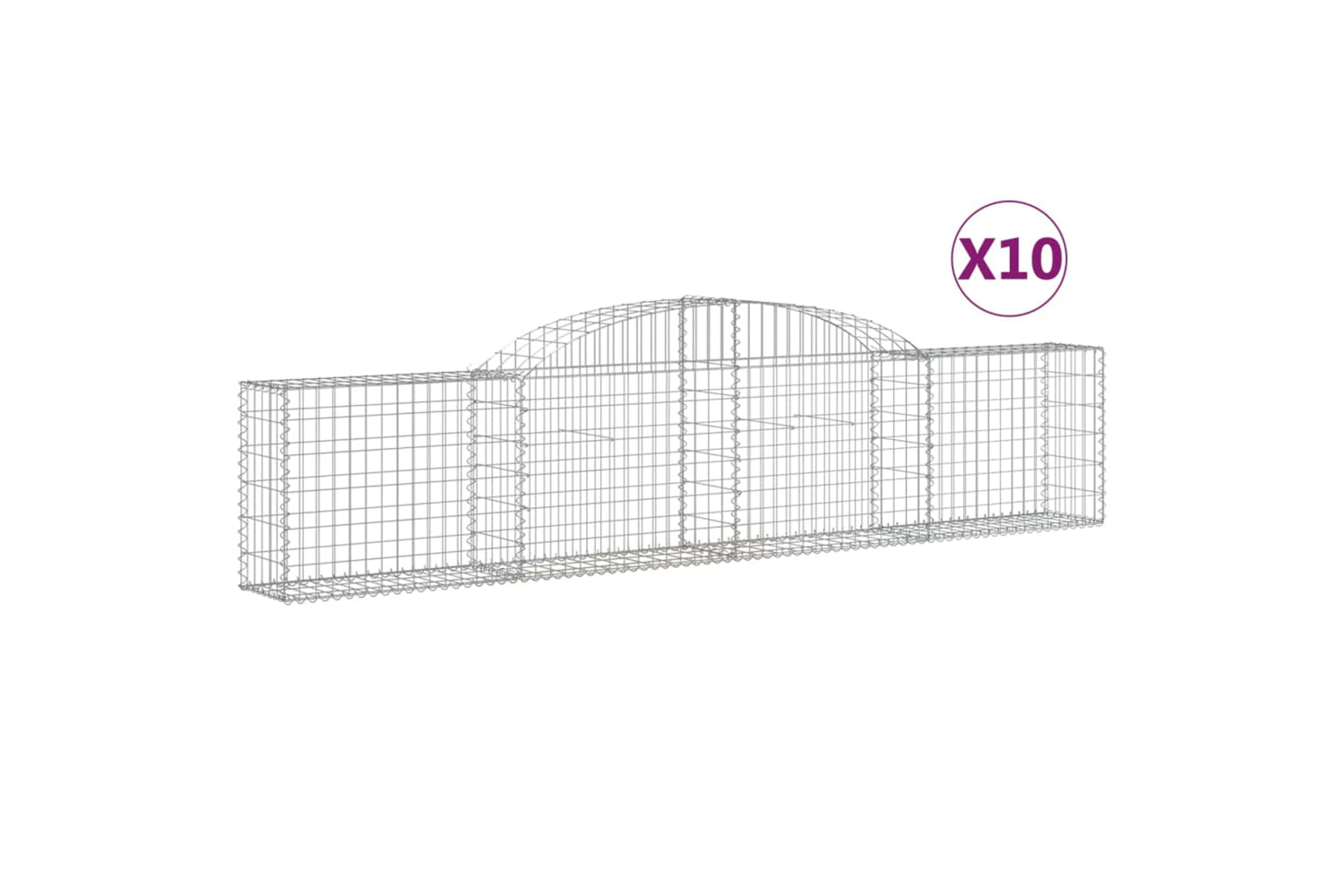 vidaXL 3146493 Arched Gabion Baskets 10 Pcs 300x30x60/80cm Galvanised Iron