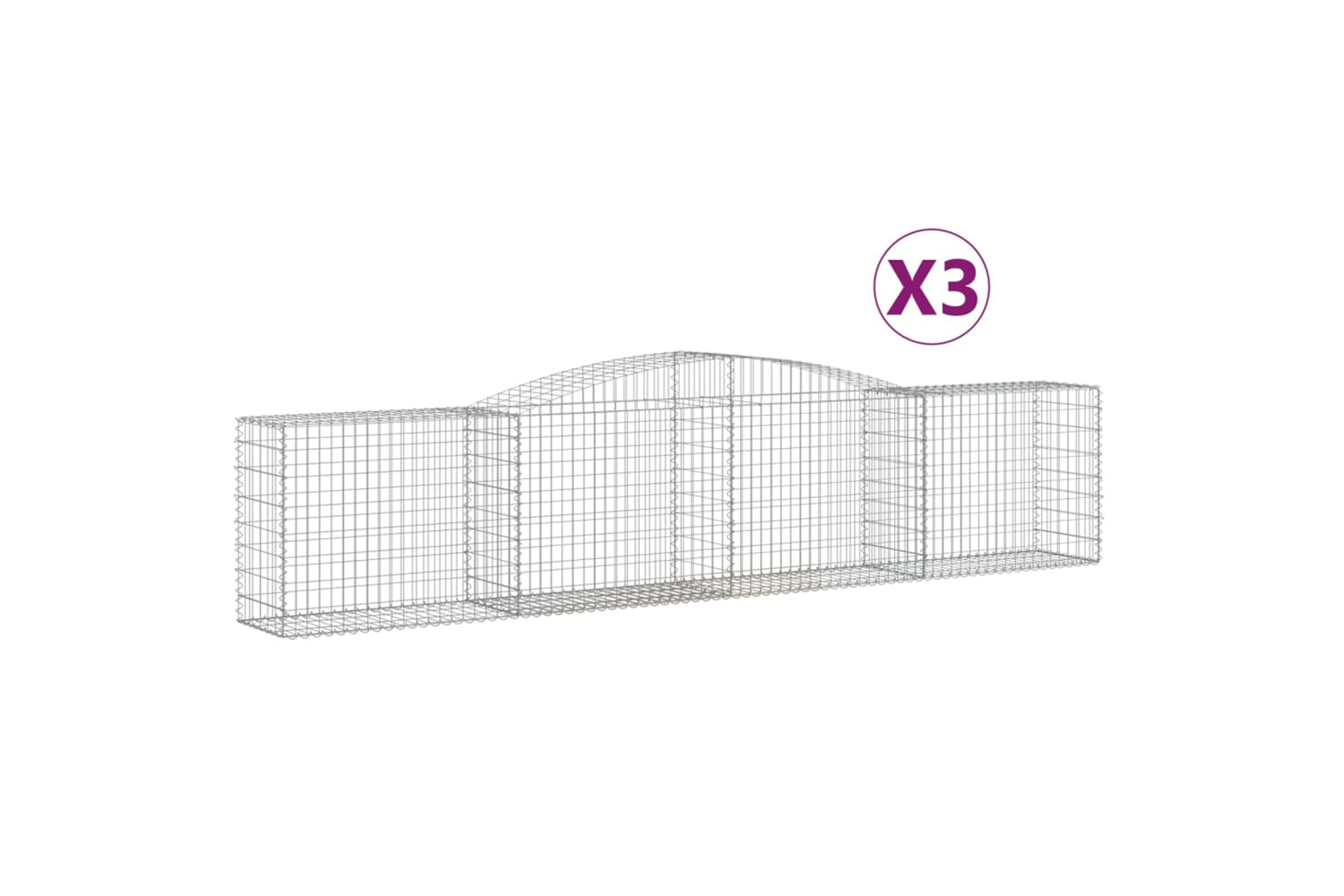 vidaXL 3146984 Arched Gabion Baskets 3 Pcs 400x50x80/100cm Galvanised Iron