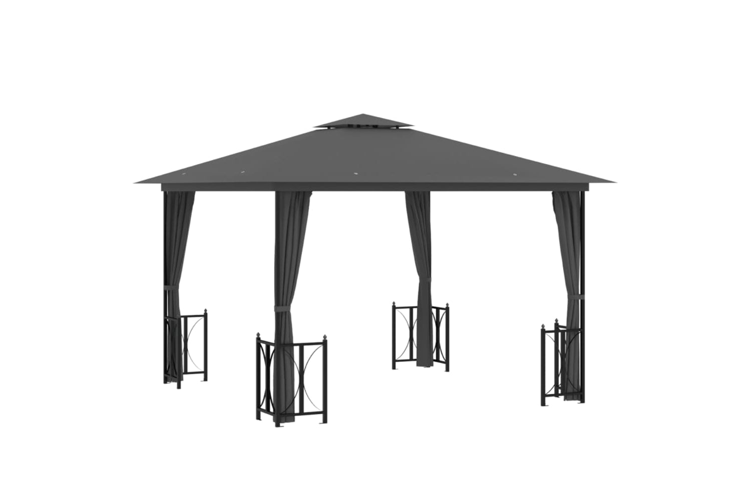 Vidaxl 318541 Gazebo With Sidewalls&double Roofs 3x3 M Anthracite