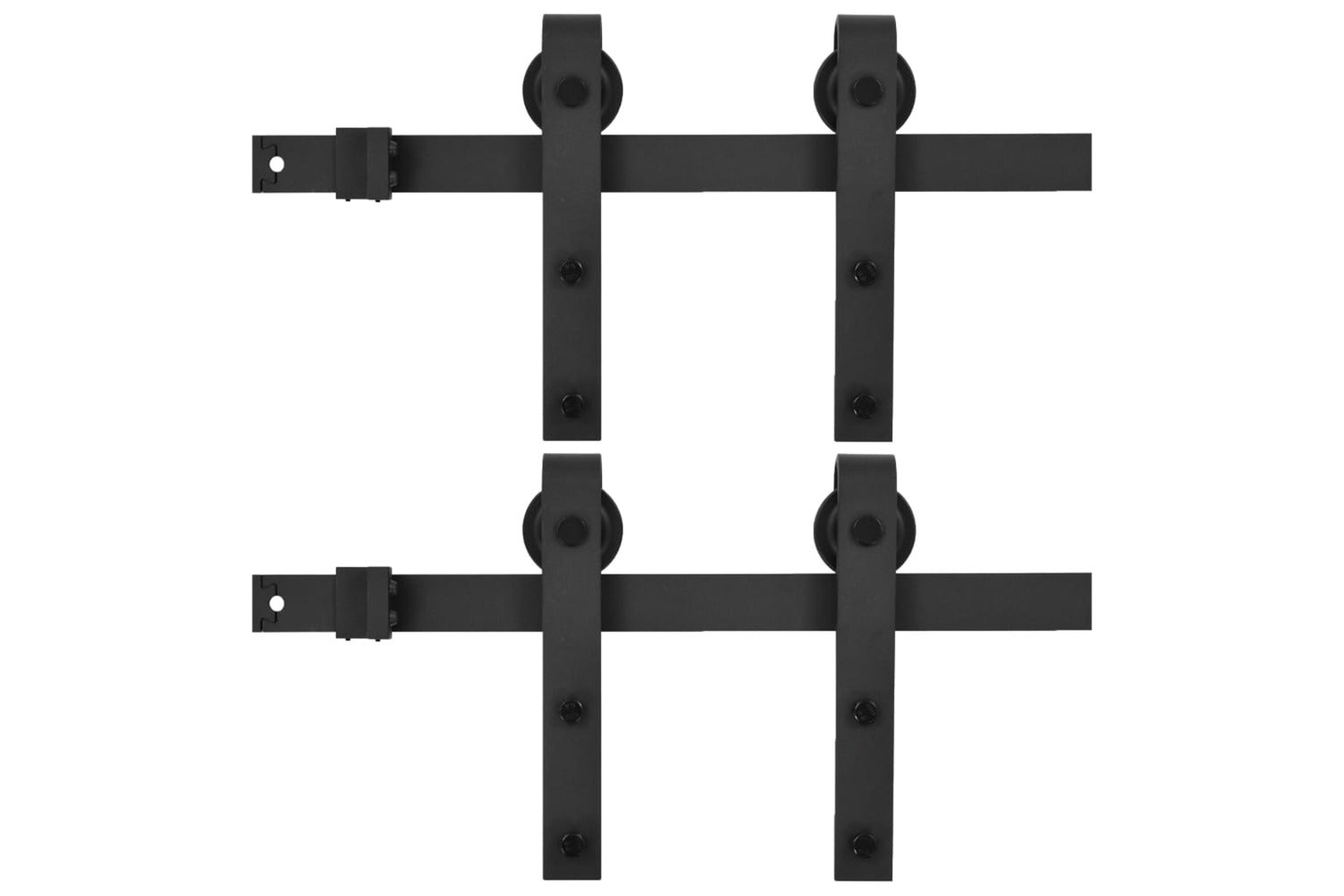 vidaXL Sliding Door Hardware Kits 2 Pcs 183cm Steel Black-2