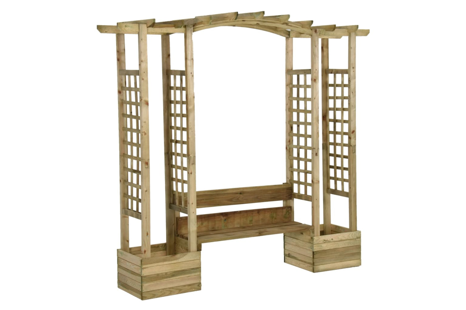 Vidaxl 318566 Garden Pergola With Bench&planters Impregnated Solid Wood Pine