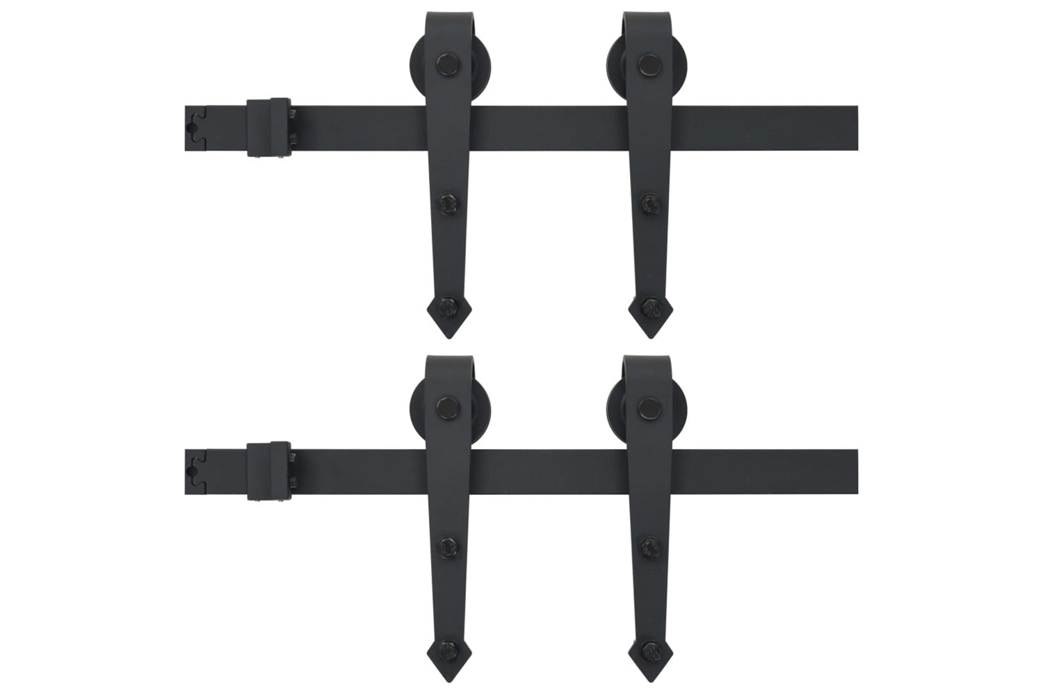 vidaXL 3059839 Sliding Door Hardware Kits 2 Pcs 200cm Steel Black-2