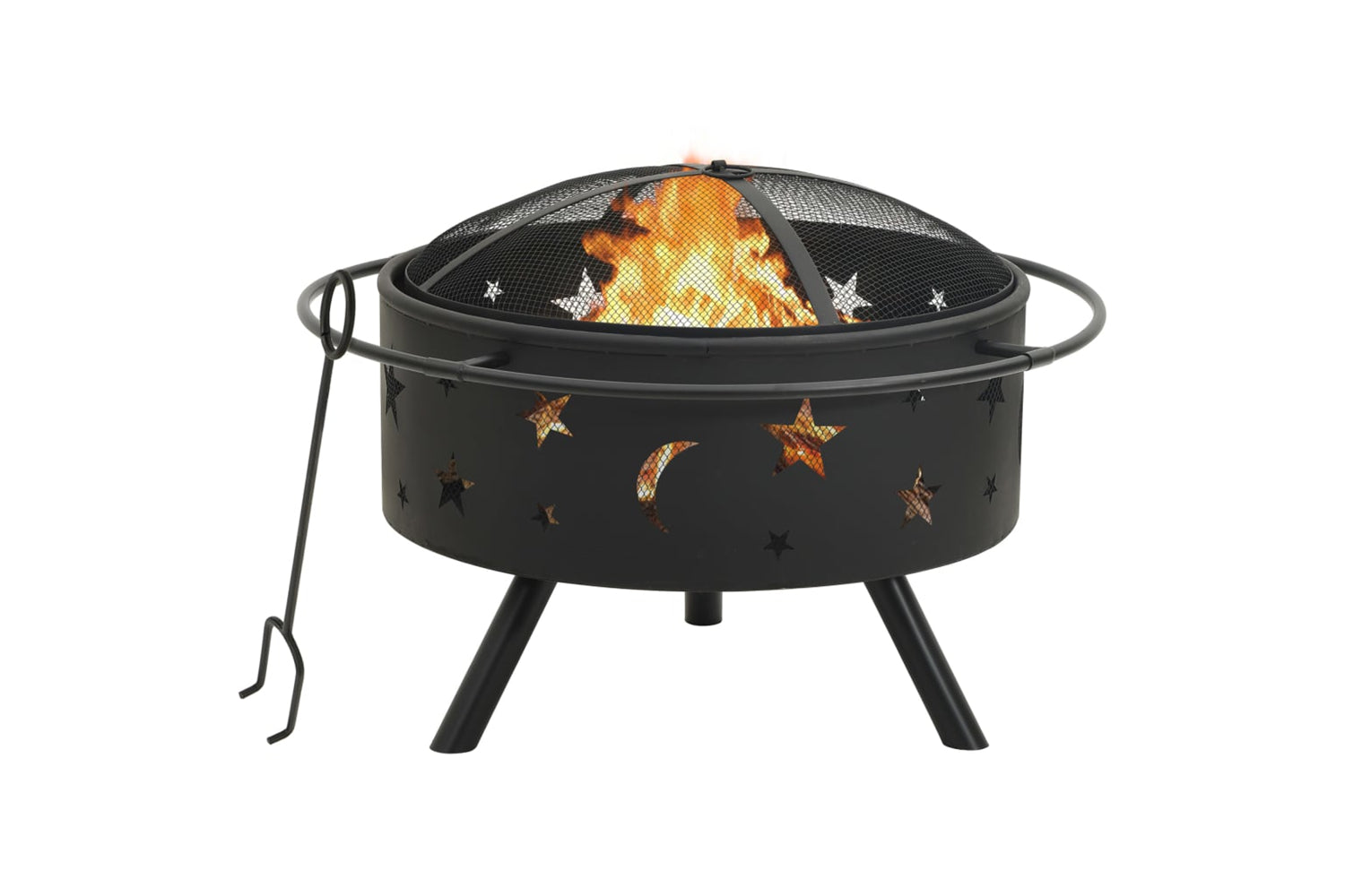 vidaXL 311892 Fire Pit With Poker 76cm Xxl Steel