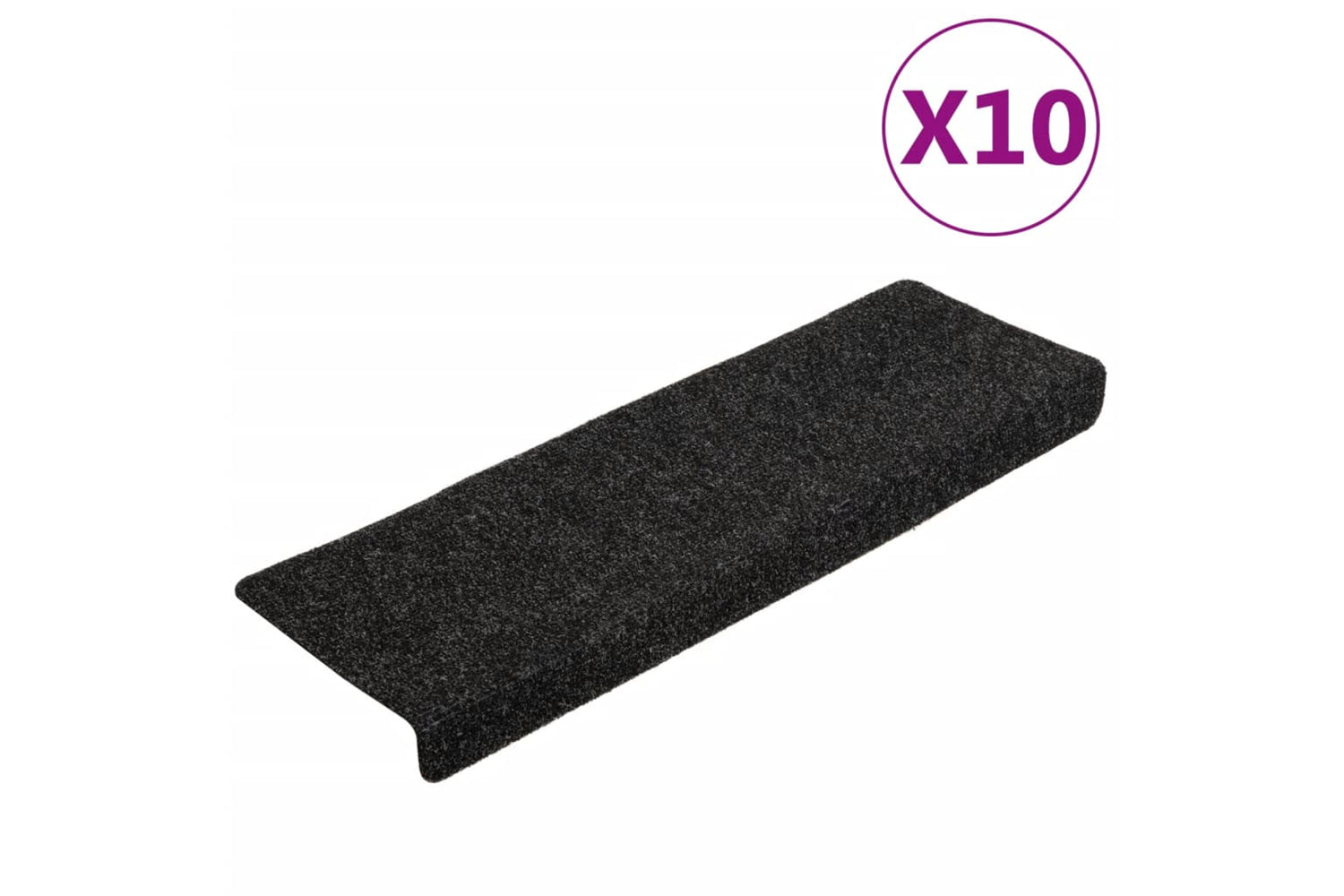 vidaXL Stair Mats 10 Pcs Black 65x21x4cm Needle Punch