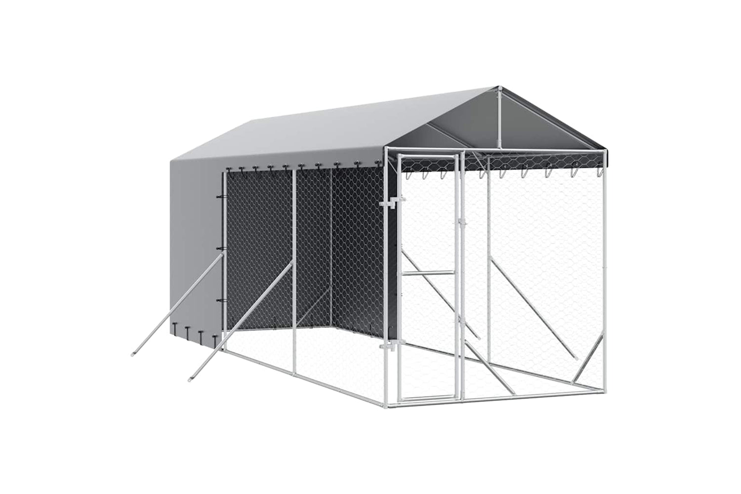 Vidaxl 3190491 Outdoor Dog Kennel With Roof Silver 2x6x2.5 M Galvanised Steel