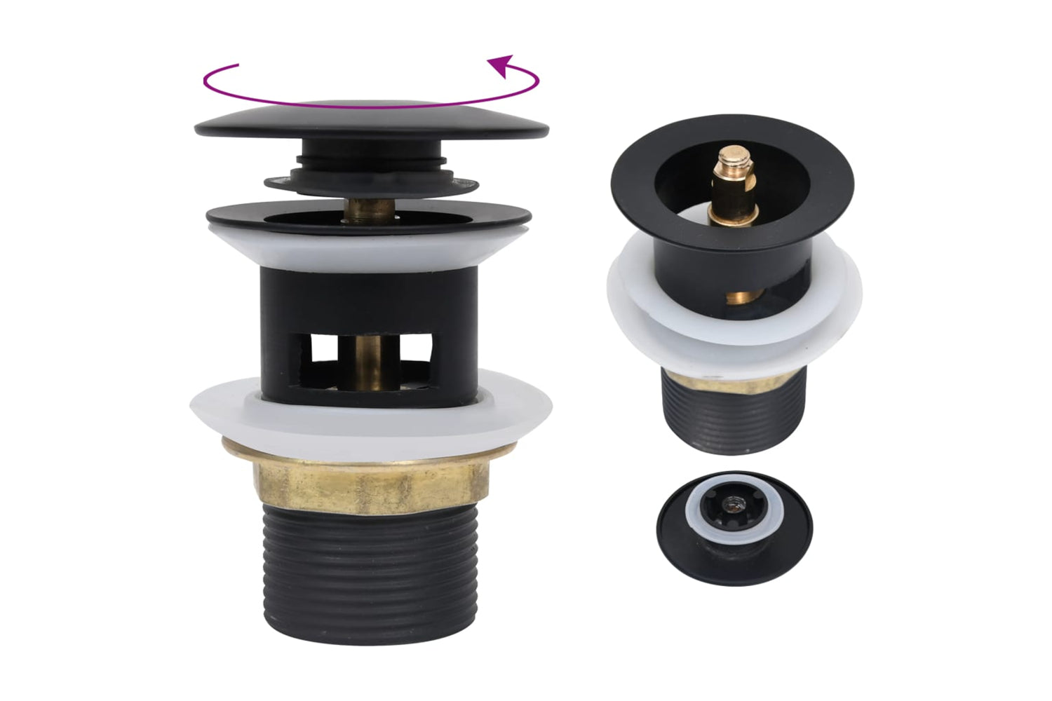 vidaXL 149056 Push Drain With Overflow Function Black 6.4x6.4x9.1cm