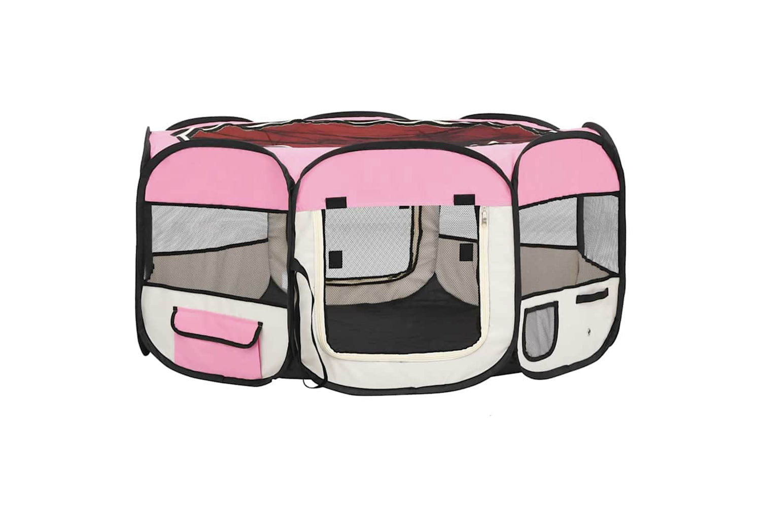 Vidaxl Foldable Dog Playpen With Carrying Bag Pink 145x145x61 Cm