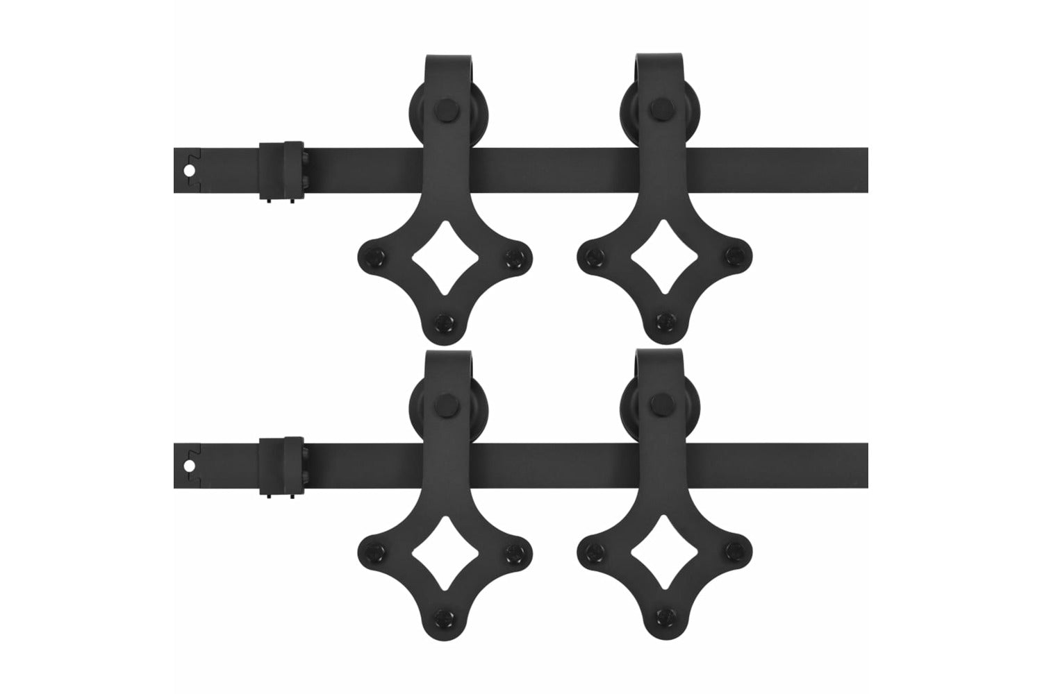 vidaXL 3059840 Sliding Door Hardware Kits 2 Pcs 183cm Steel Black-2
