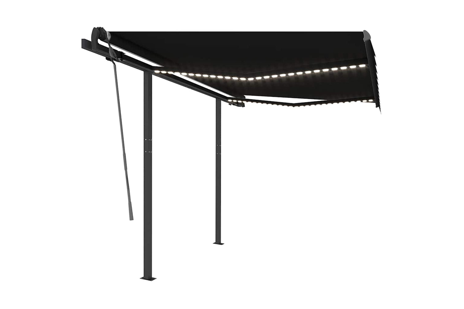Vidaxl Manual Retractable Awning With Led 3.5x2.5 M Anthracite