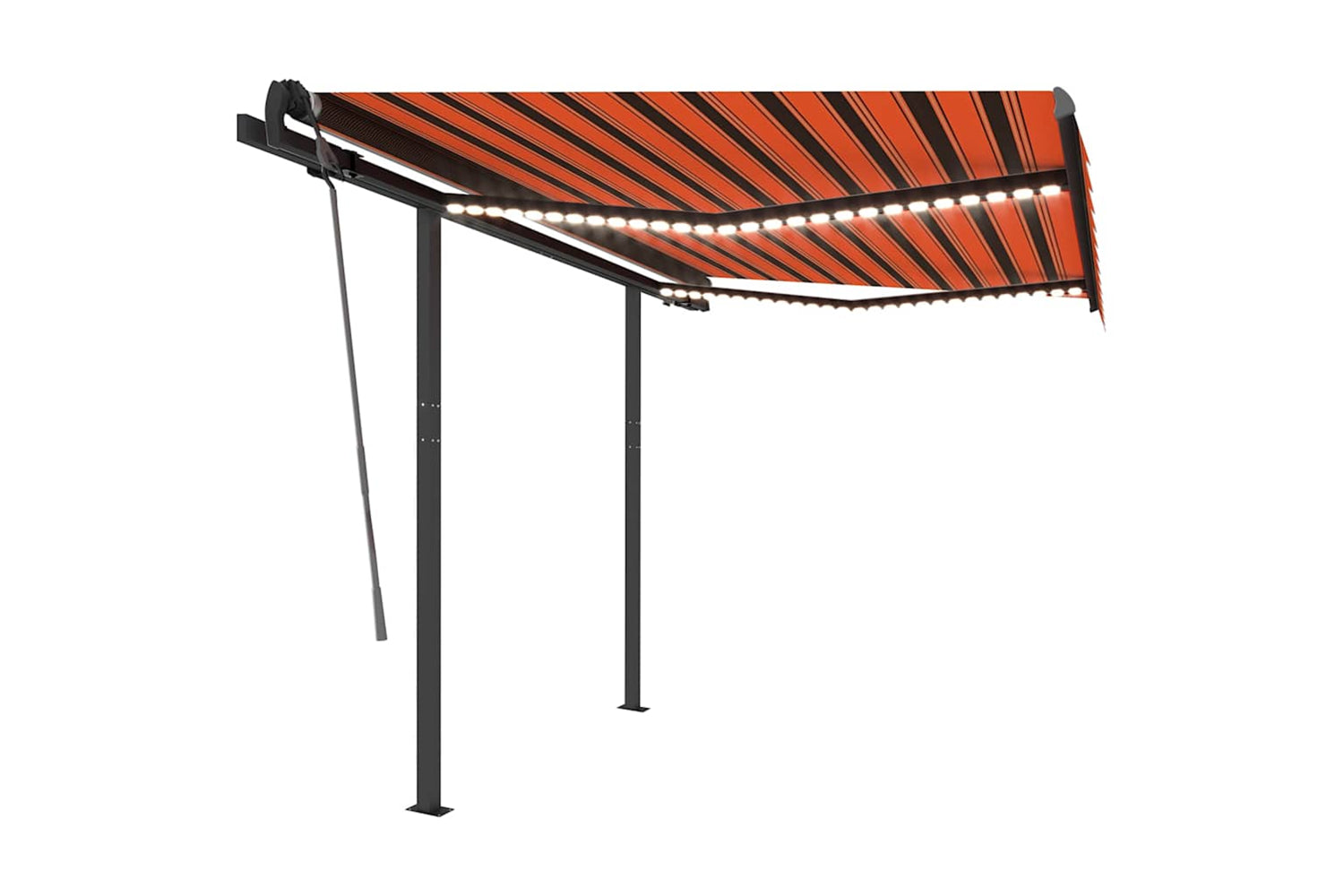 Vidaxl Manual Retractable Awning With Led 3x2.5 M Orange And Brown