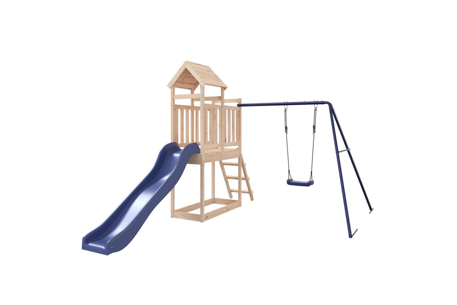 Vidaxl 3155876 Playhouse With Slide Swing Solid Wood Pine-2