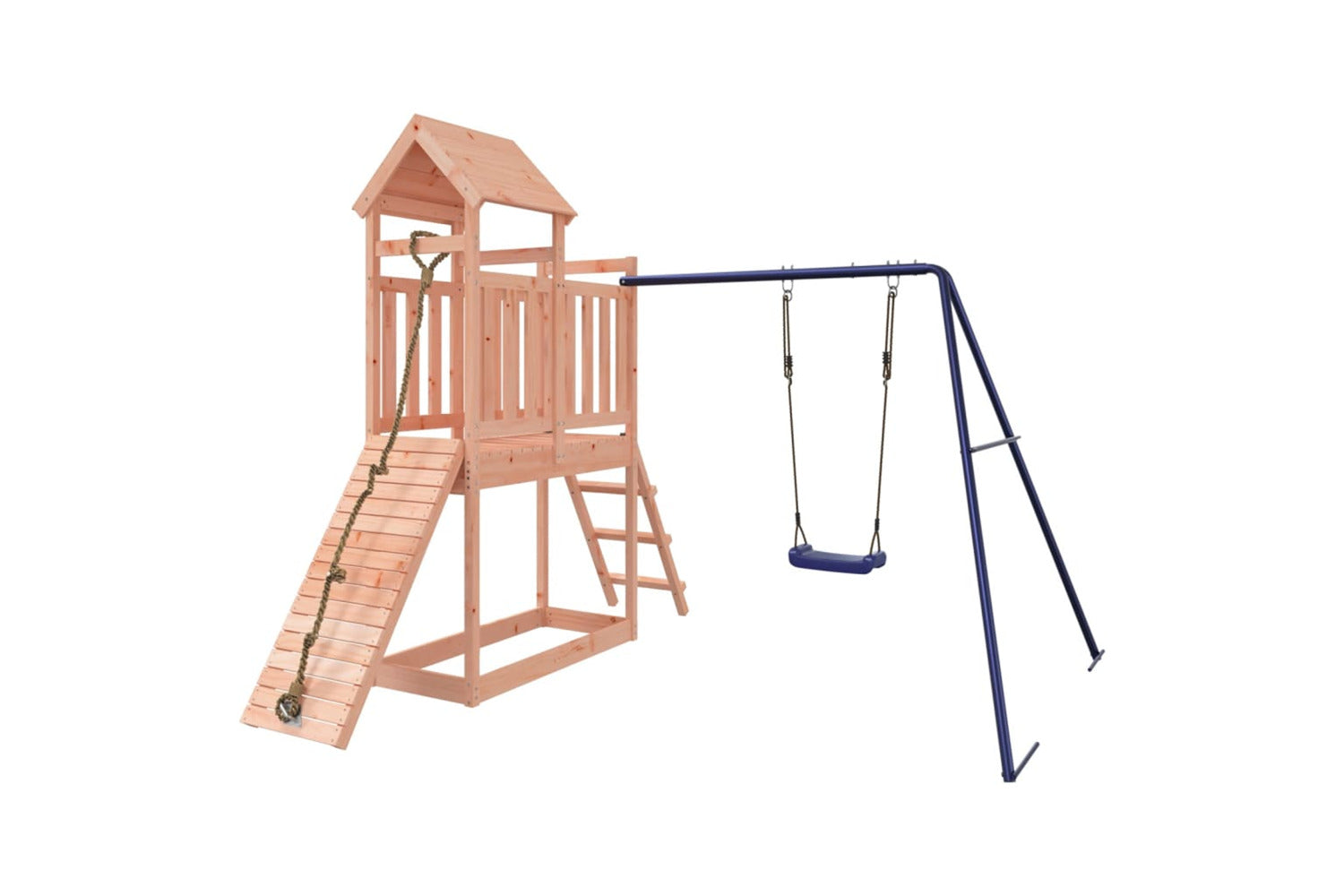 Vidaxl 3155871 Playhouse With Swing Climbing Wall Solid Wood Douglas-2