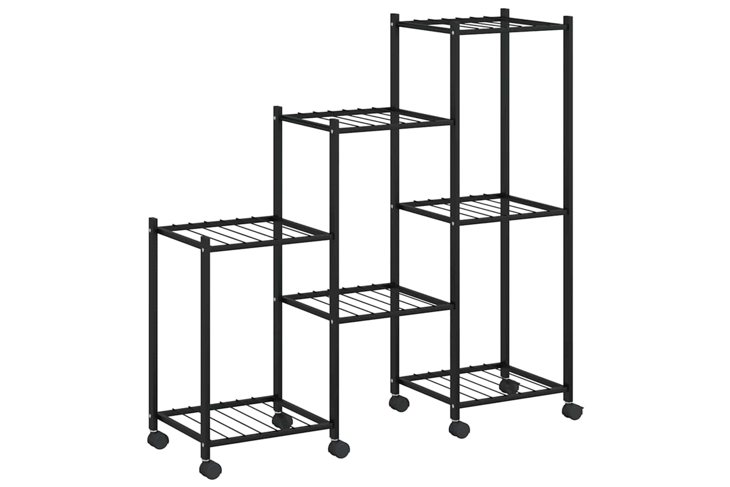 vidaXL 343130 Flower Stand With Wheels 83x25x83.5cm Black Iron