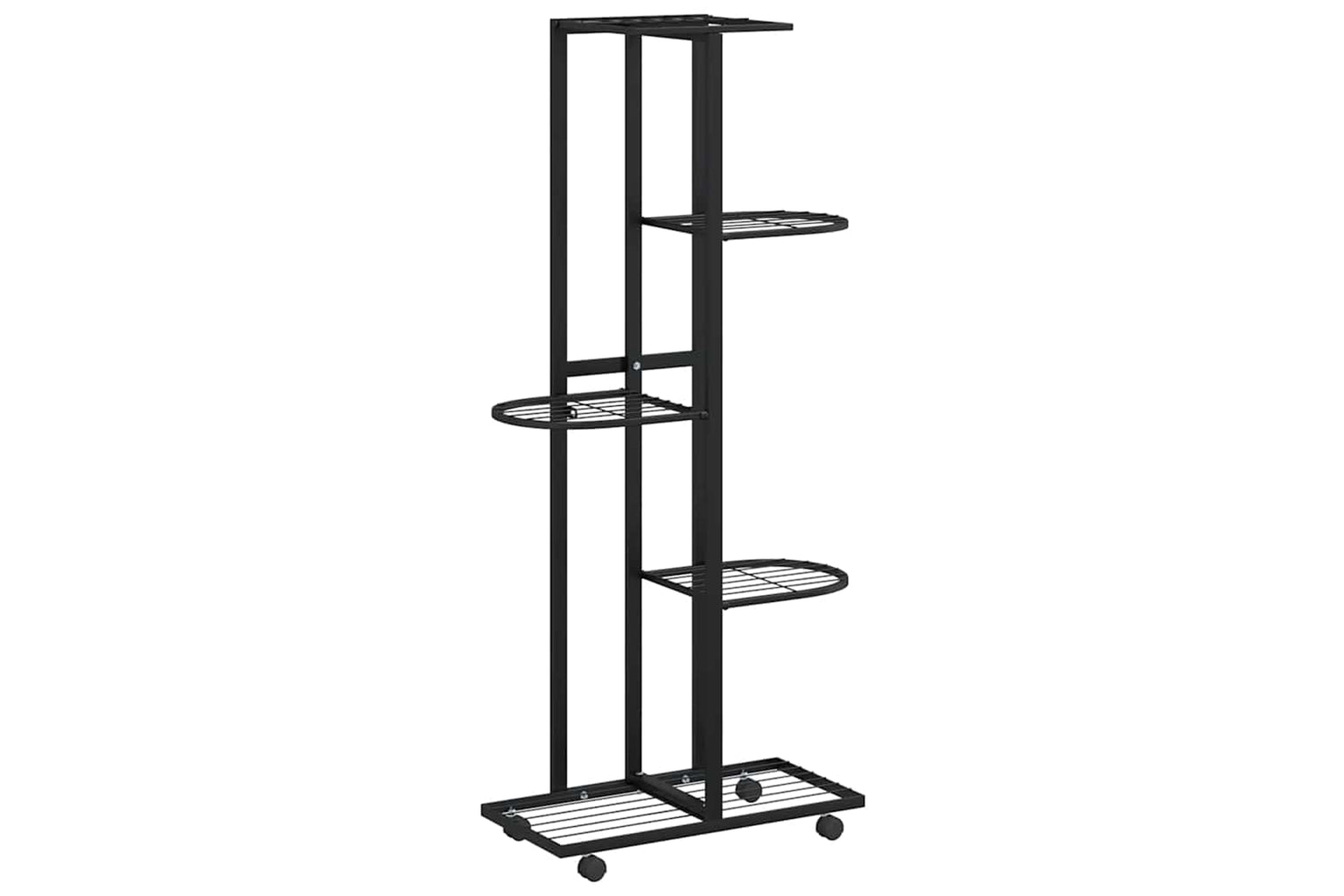 vidaXL 343117 5-floor Flower Stand With Wheels 44x23x100cm Black Iron