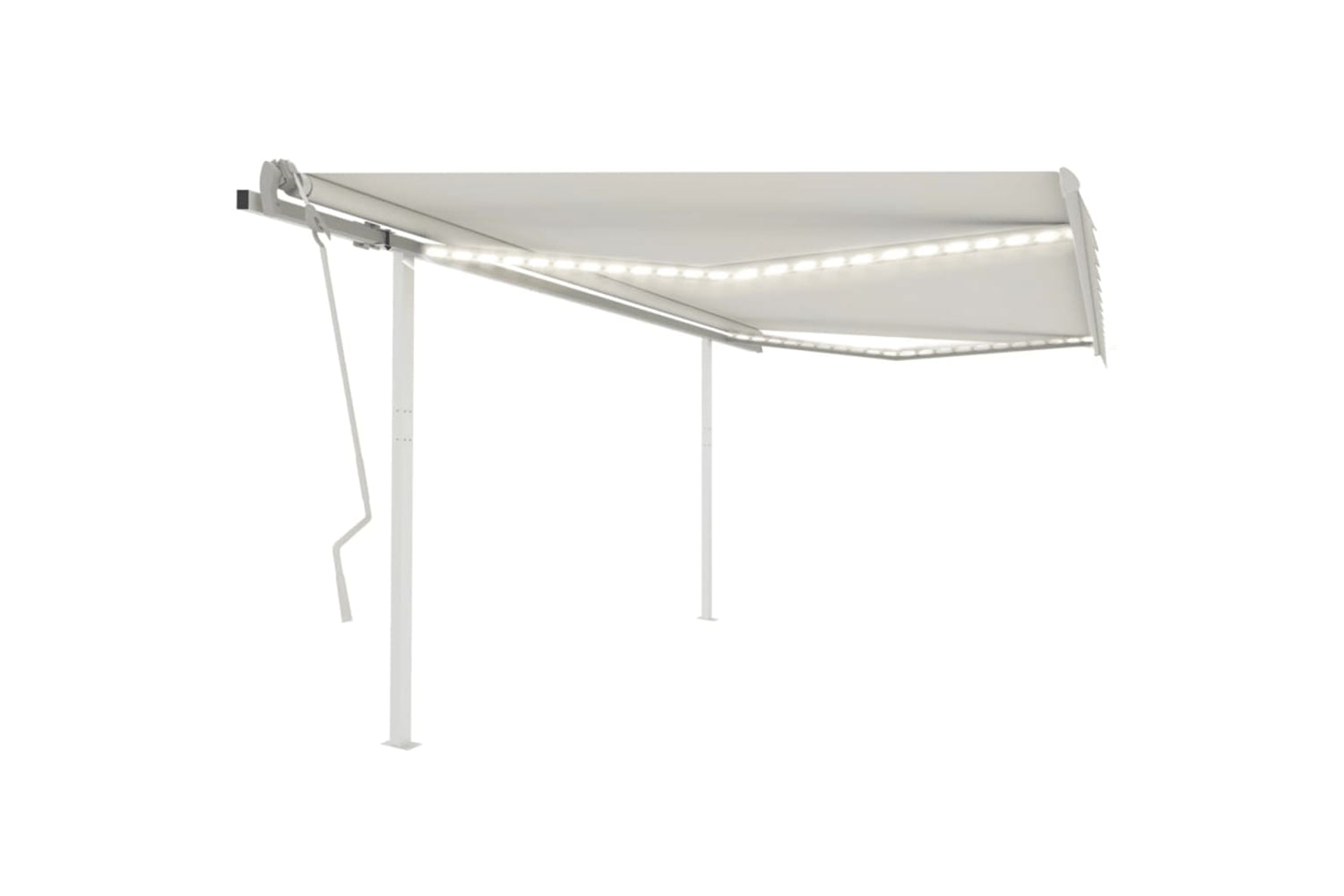 Vidaxl 3070022 Manual Retractable Awning With Led 4x3.5 M Cream