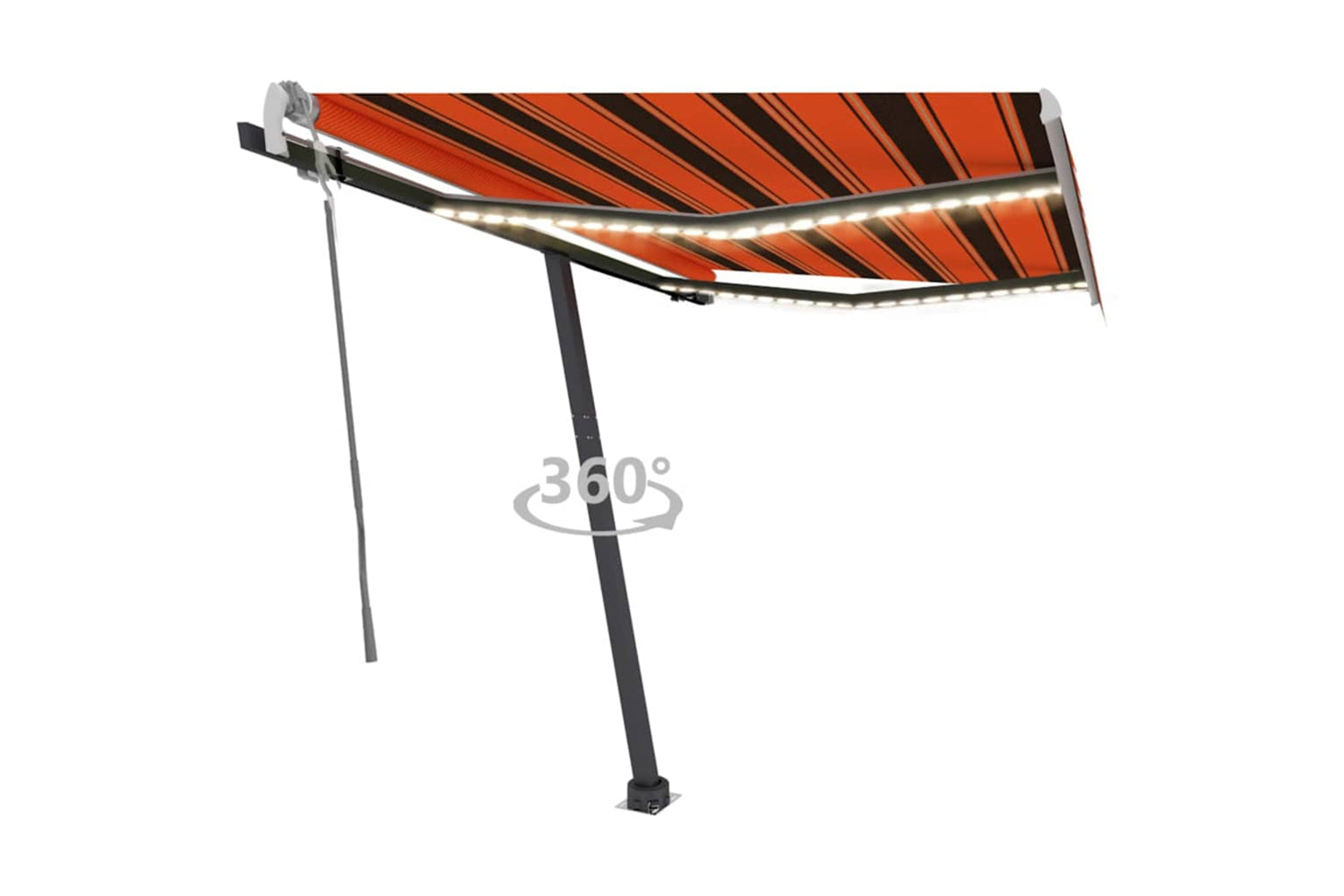 Vidaxl Manual Retractable Awning With Led 350x250 Cm Orange And Brown