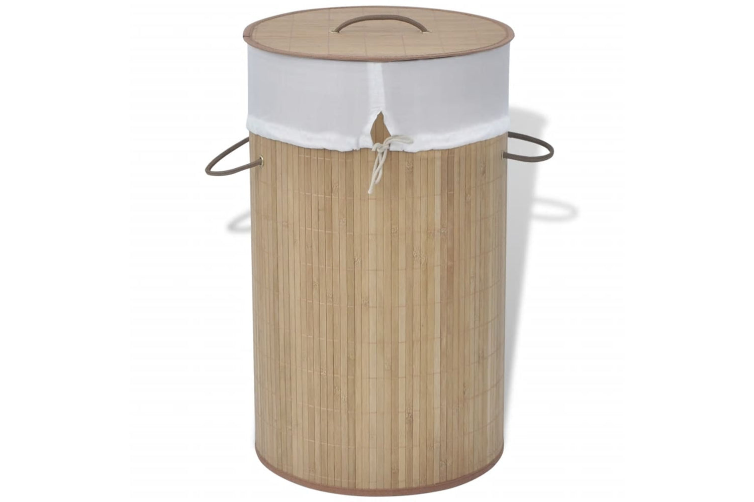 Vidaxl Bamboo Laundry Bin Round Natural
