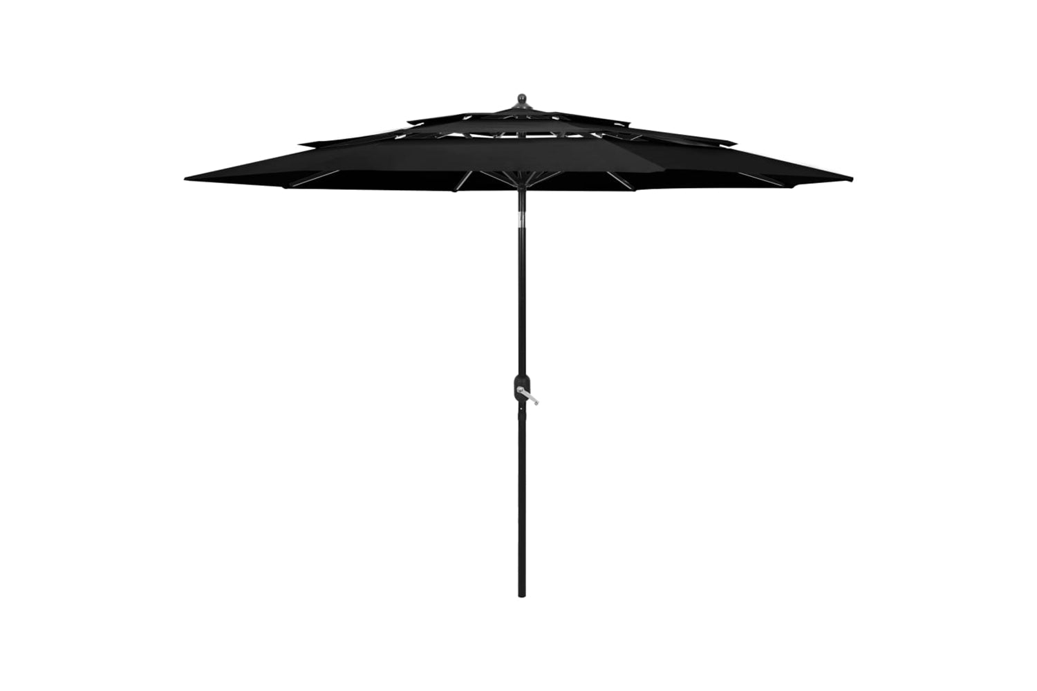Vidaxl 313874 3-tier Parasol With Aluminium Pole Black 3 M
