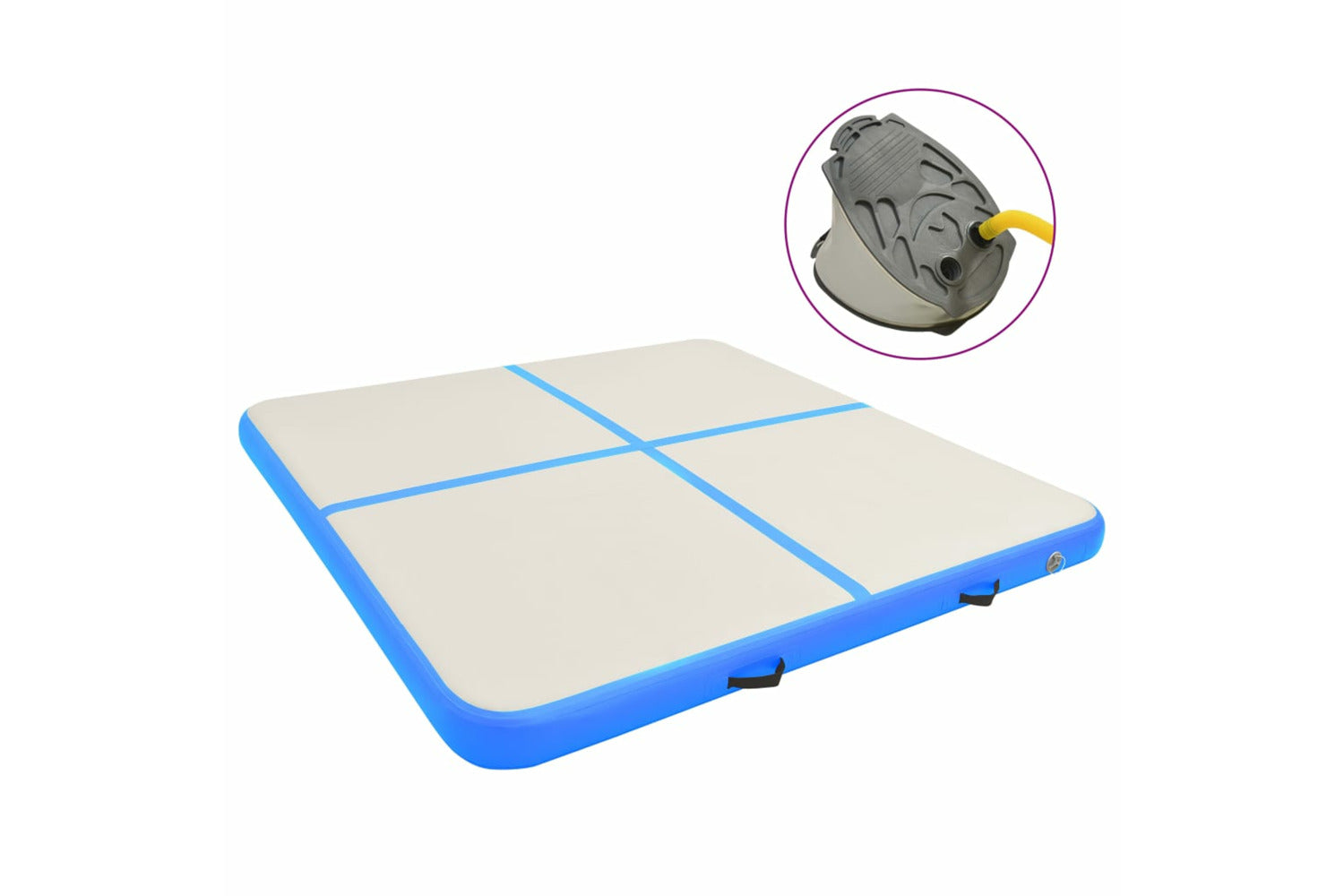 vidaXL 92695 Inflatable Gymnastics Mat With Pump 200x200x10cm Pvc Blue-2