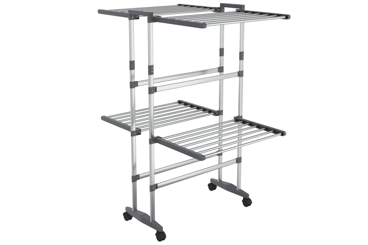 vidaXL 344377 2-tier Laundry Drying Rack With Wheels Silver 60x70x106cm