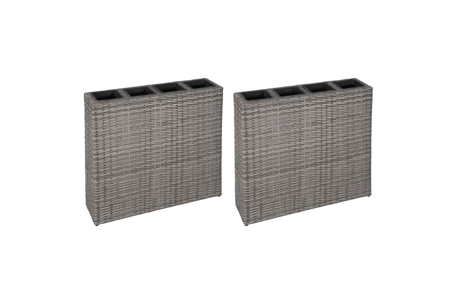 Vidaxl 279080 Garden Raised Bed With 4 Pots 2 Pcs Poly Rattan Grey(2x45426)