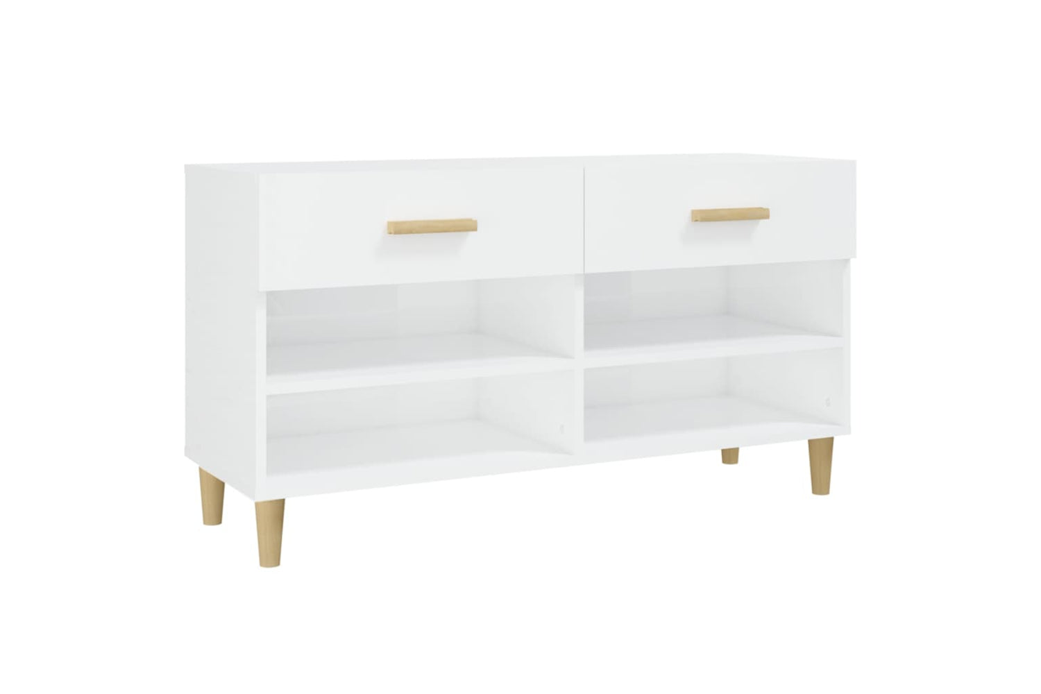 vidaXL 812822 Shoe Cabinet High Gloss White 102x35x55cm Engineered Wood