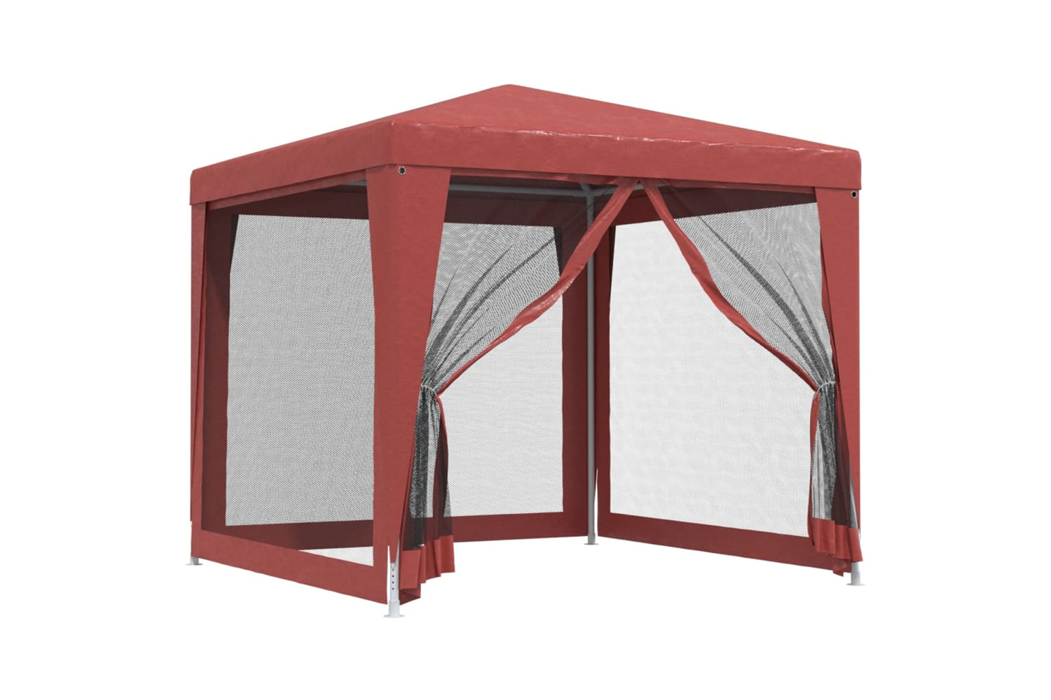 Vidaxl 319225 Party Tent With 4 Mesh Sidewalls Red 2.5x2.5 M Hdpe