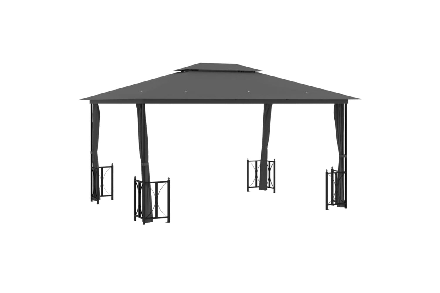 Vidaxl 318544 Gazebo With Sidewalls&double Roofs 3x4 M Anthracite