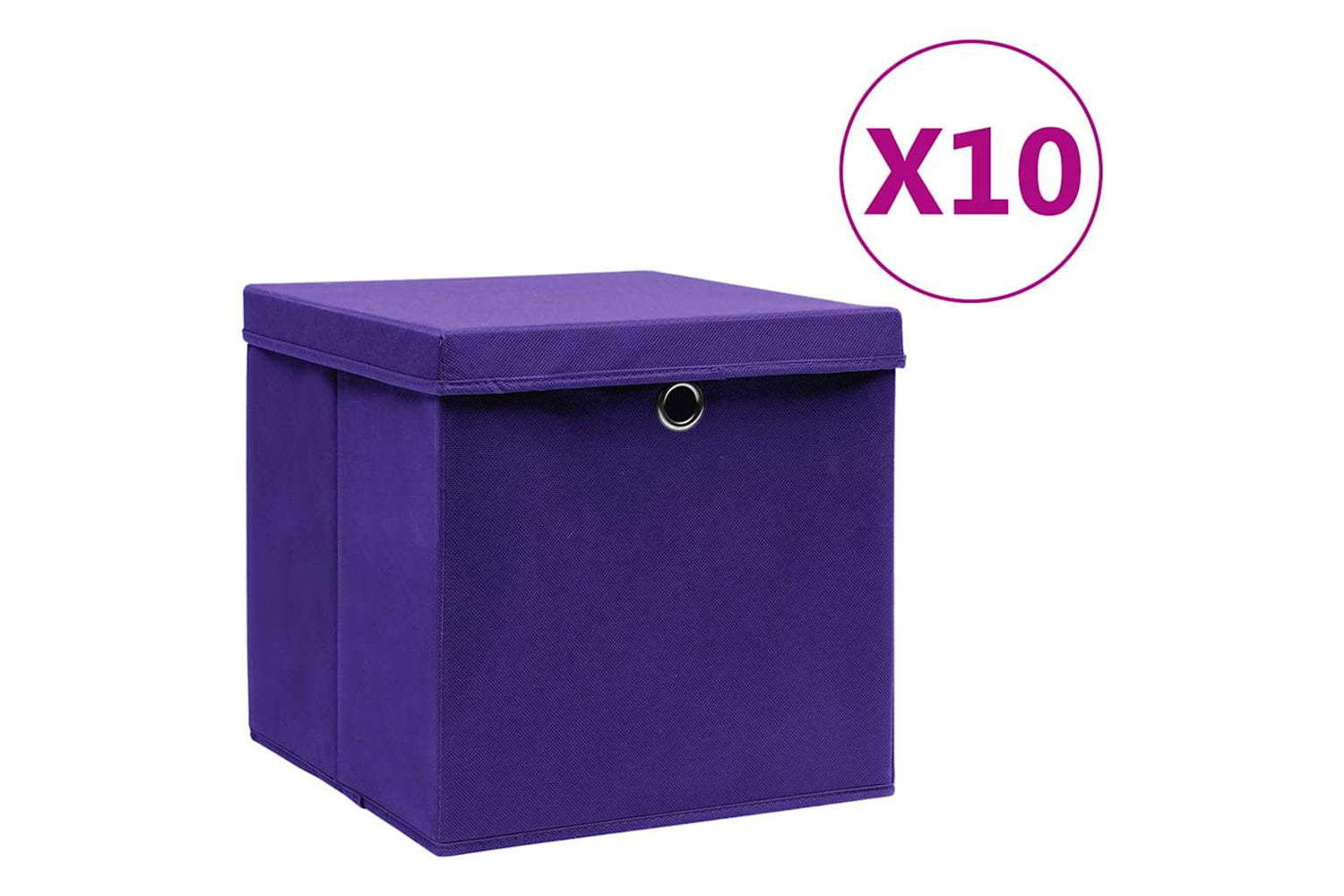 vidaXL 325214 Storage Boxes With Covers 10 Pcs 28x28x28cm Purple