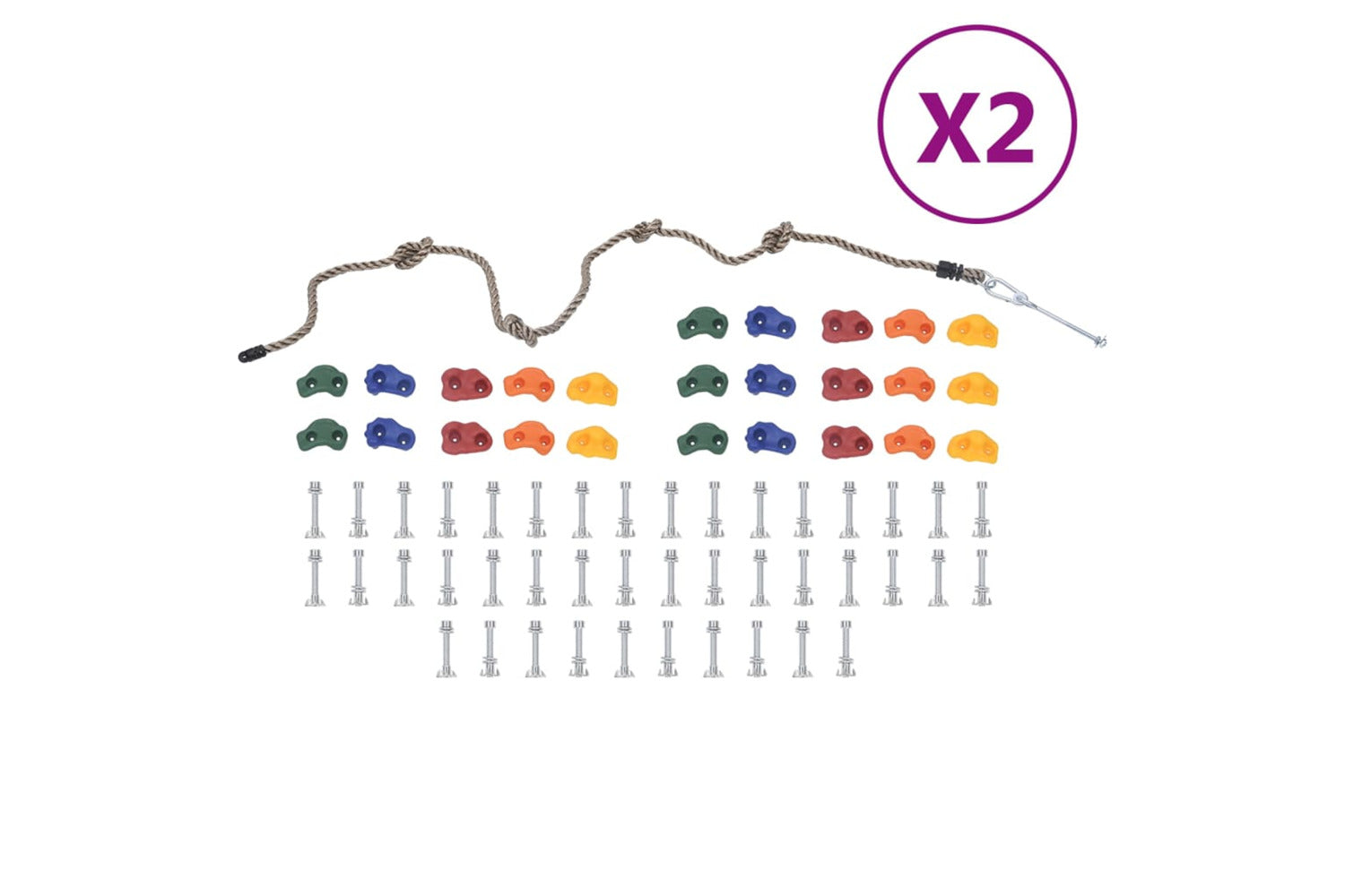 Vidaxl 3094306 Climbing Stones With Rope 50 Pcs Multicolour-2