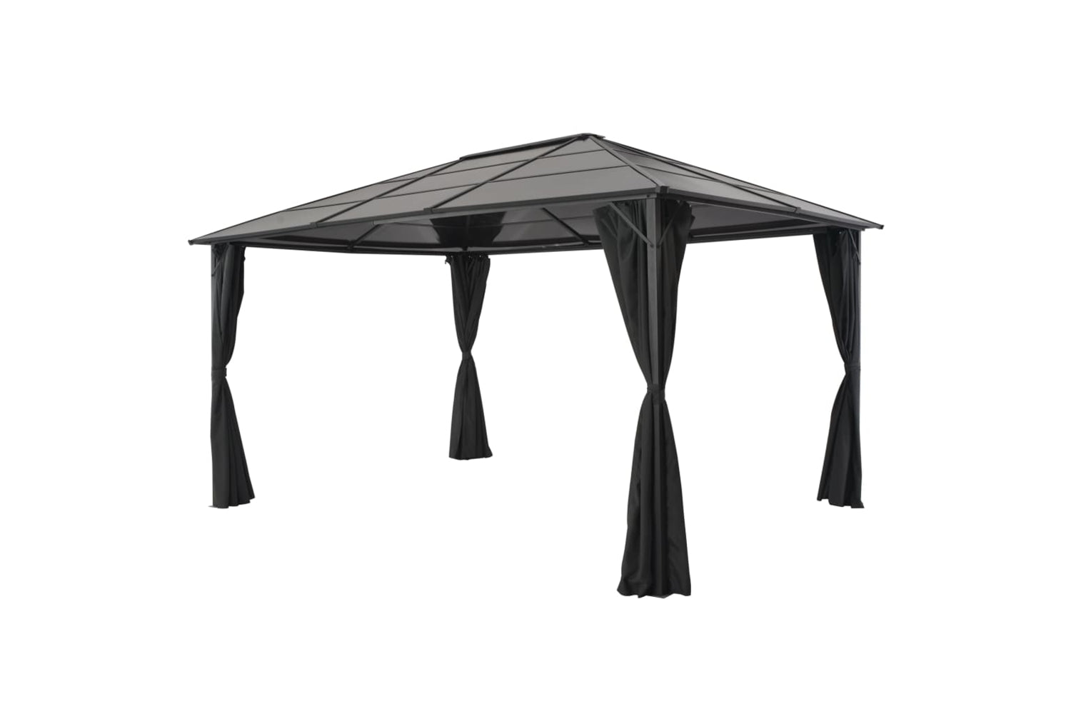 Vidaxl 44642 Gazebo With Curtain Aluminium 4x3x2.6 M Black