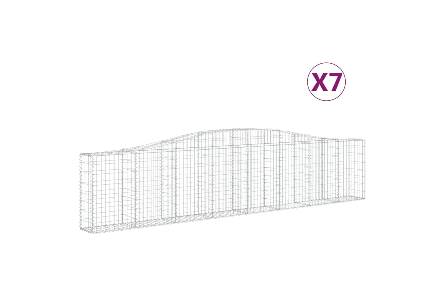vidaXL 3145818 Arched Gabion Baskets 7 Pcs 400x30x80/100cm Galvanised Iron