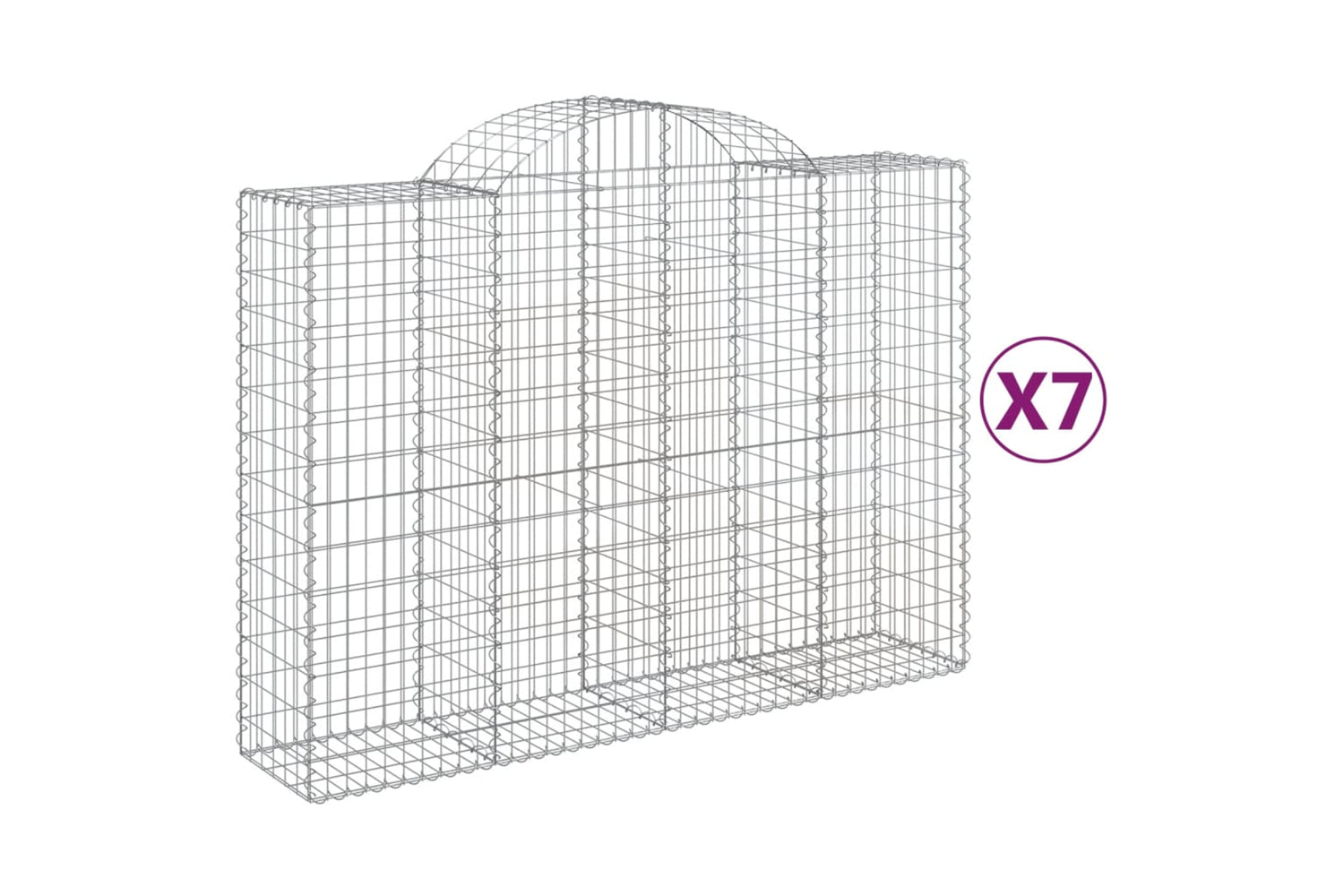 vidaXL 3146367 Arched Gabion Baskets 7 Pcs 200x50x140/160cm Galvanised Iron
