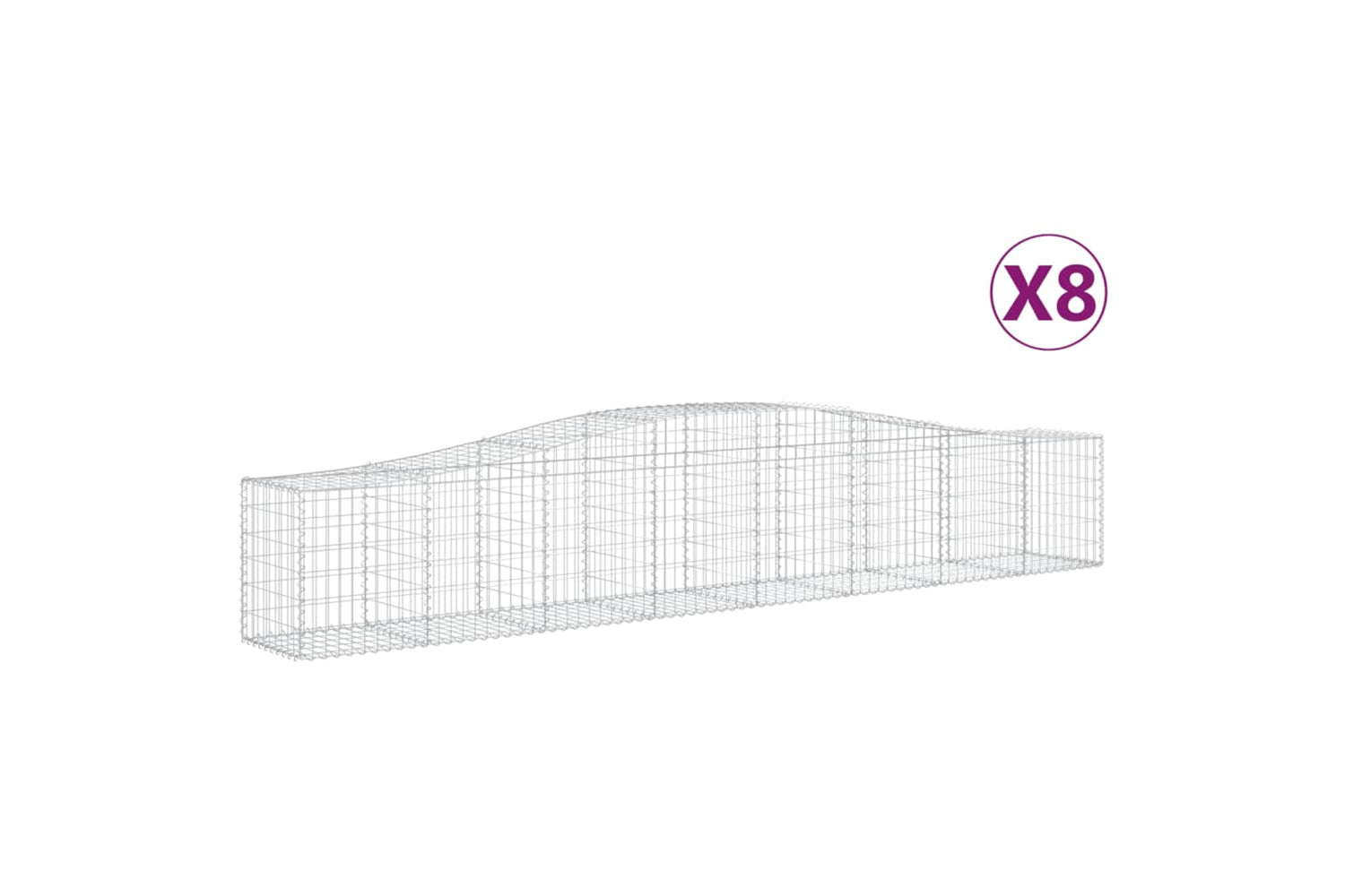 vidaXL 3145936 Arched Gabion Baskets 8 Pcs 400x50x60/80cm Galvanised Iron