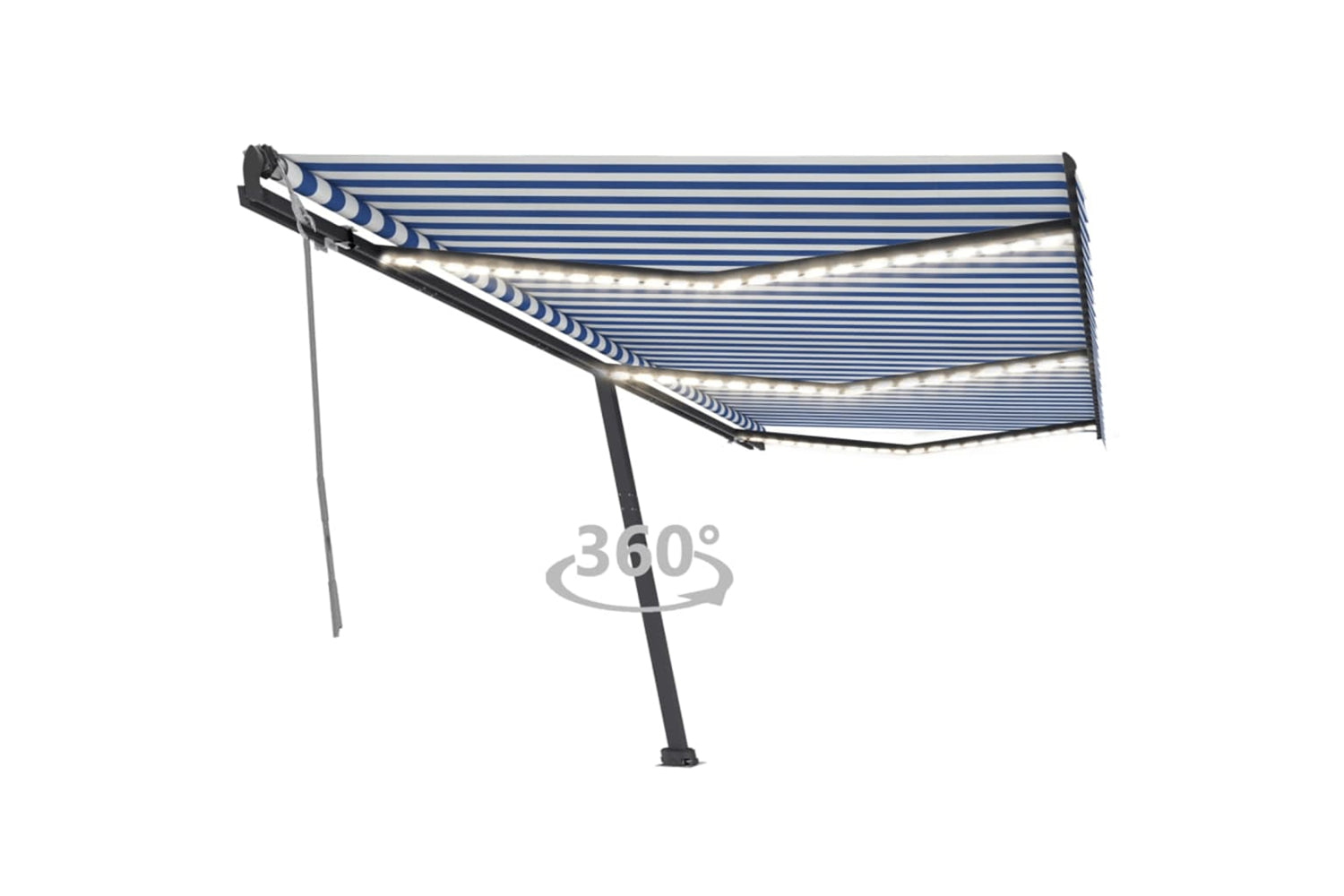 vidaXL 3069801 Manual Retractable Awning With Led 600x300cm Blue And White