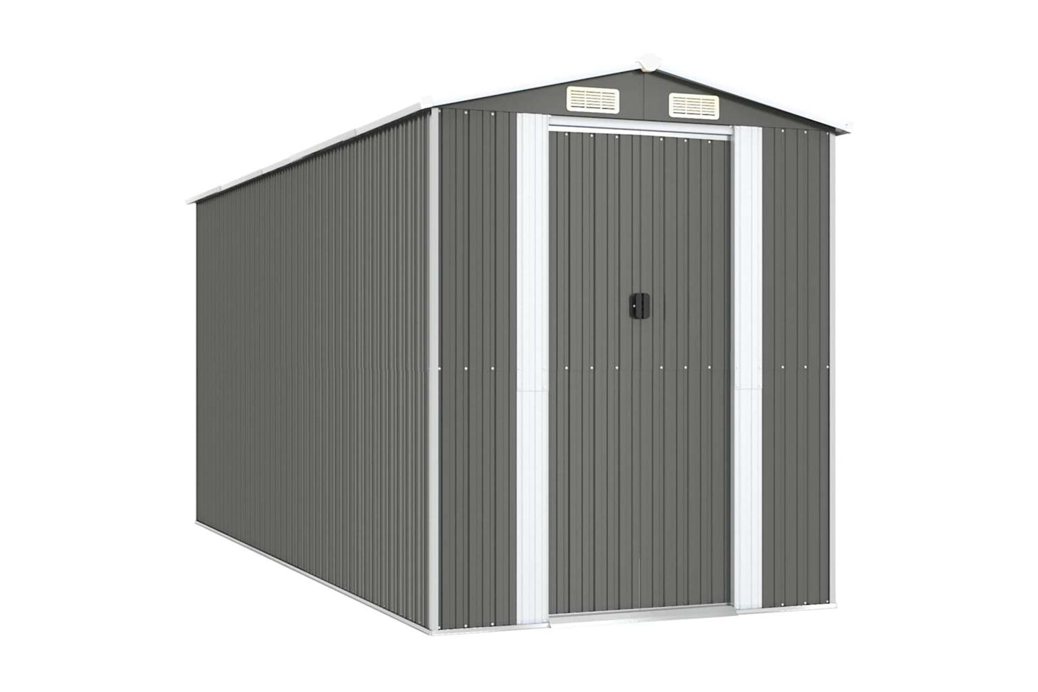 vidaXL 3147441 Garden Shed Light Grey 192x440x223cm Galvanised Steel