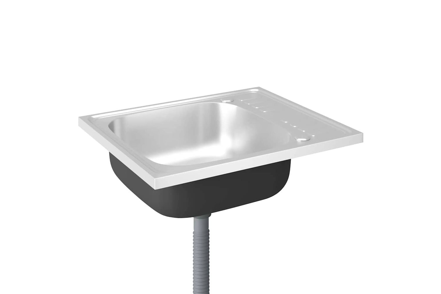 Vidaxl 147230 Kitchen Sink With Drainer Set Silver 500x600x155 Mm Stainless Steel