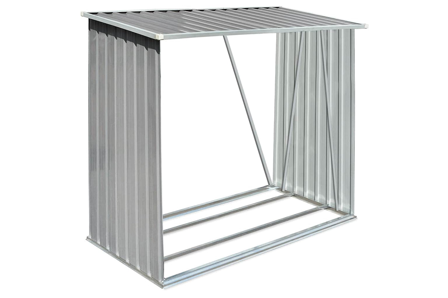vidaXL 44959 Garden Log Storage Shed Galvanised Steel 163x83x154cm Grey