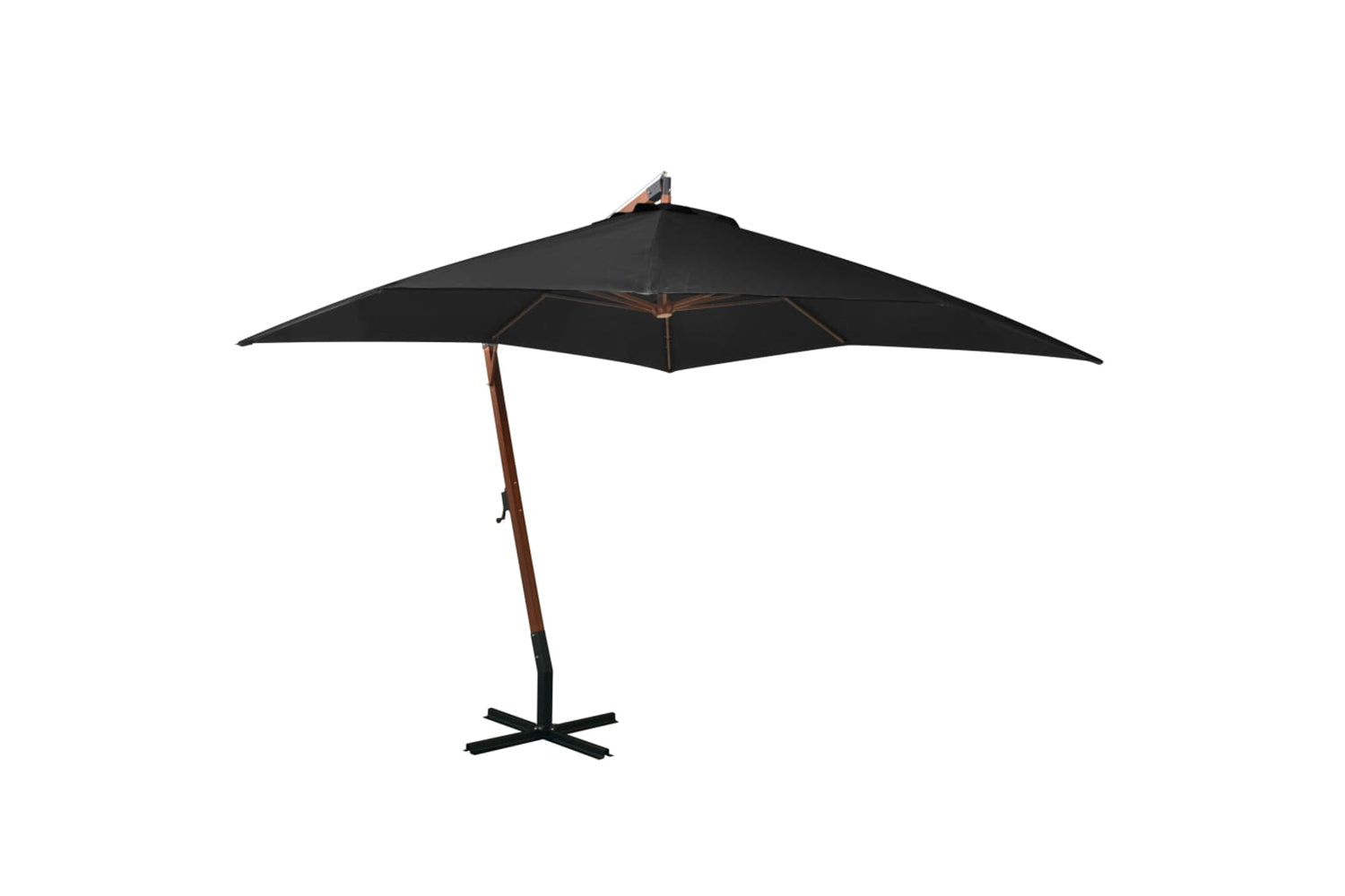Vidaxl 313778 Hanging Parasol With Pole Black 3x3 M Solid Fir Wood