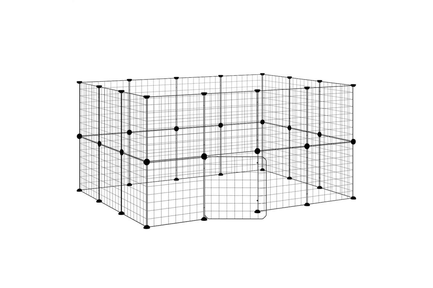vidaXL 3114038 28-panel Pet Cage With Door Black 35x35cm Steel