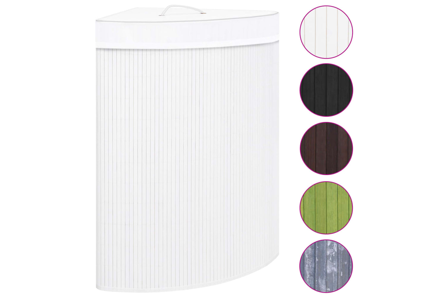 Vidaxl 320763 Bamboo Corner Laundry Basket White 60 L
