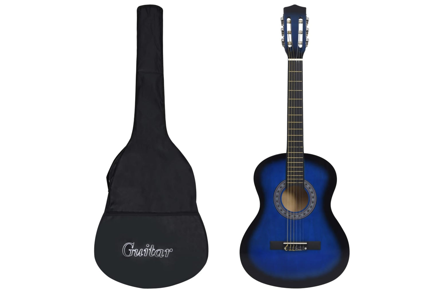 vidaXL 3055888 Classical Guitar For Beginner With Bag Blue 3/4 36