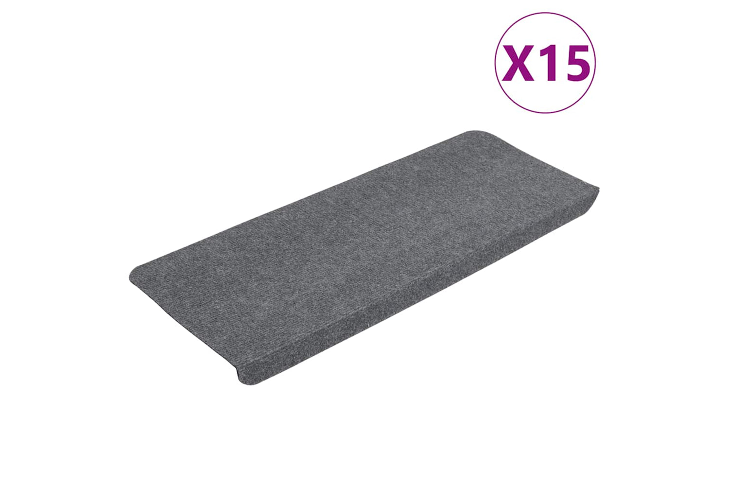 vidaXL 343479 Stair Mats Self-adhesive 15 Pcs 65x24.5x3.5cm Grey
